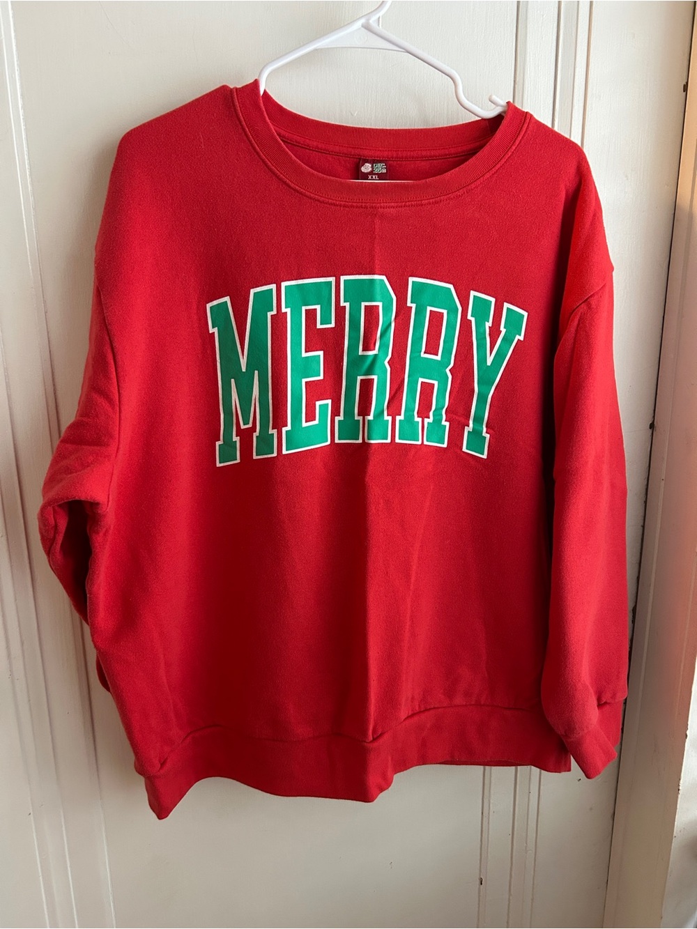 MERRY Graphic Crewneck Sweater in Red